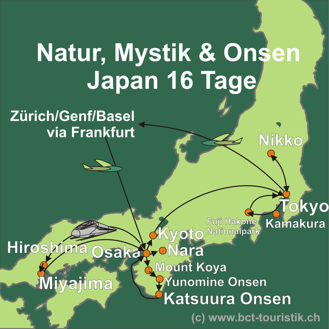 Karte Japan Natur Mystik Onsen